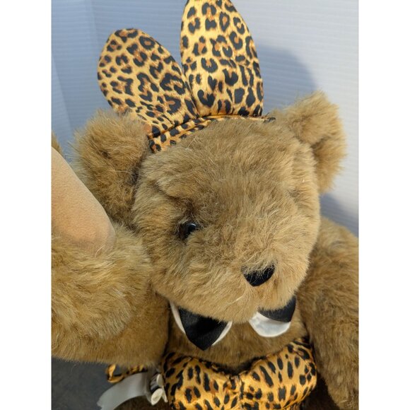 Vermont Teddy Bear Playboy Bunny Style 15" Stuffed Plush Animal Leopard Print - Picture 6 of 13